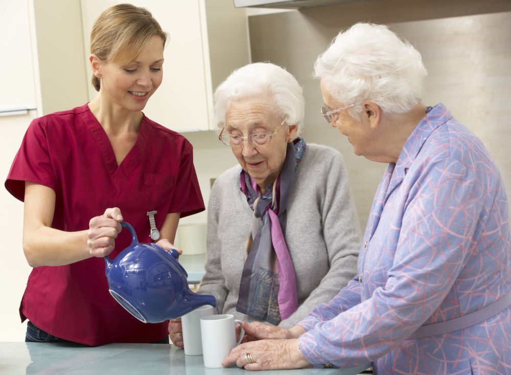 Serving tea in a nursing home